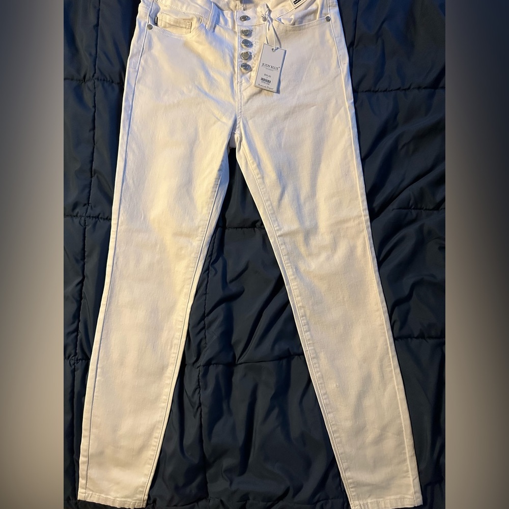 NWT Judy Blue 5-Button White Denim Skinny Jeans - Size 7/28